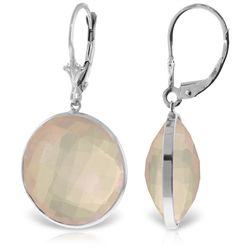14K White Gold 34.0ct Rose Quartz Leverback EARRING