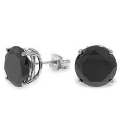 14K White Gold STUD EARRINGS w/ 7.0ct BLACK DIAMONDS