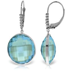 14K White Gold 46.0ct Blue Topaz & .15ct Diamond Earring
