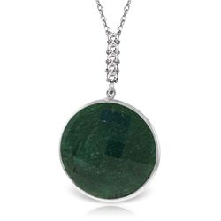 14K White Gold 23.0ct Emerald & .08ct Diamond Necklace