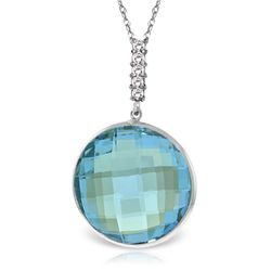 14K White Gold 23.0ct Blue Topaz & .08ct Diamond Necklace