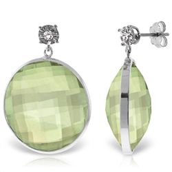 14K White Gold 36.0ct Green Amethyst & Diamond Earring