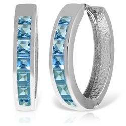 14K White Gold 1.85ct Blue Topaz Huggie Earring