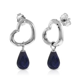14K White Gold 6.60ct Sapphire Dangle Heart Earring