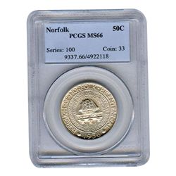 Certified Commemorative Half Dollar Norfolk MS66 PCGS