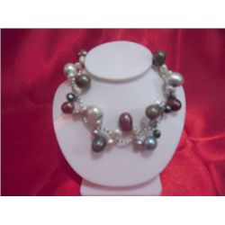 NATURAL 60.00 CTW WHITE-BROWN-BLACK PEARL VINE BRACELET