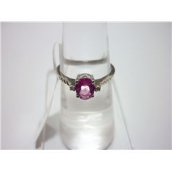 NATURAL 14.75 CTW RUBY and DIAMOND RING .925 STERLING S