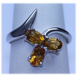 14.25 CTW CITRINE RING .925 STERLING SILVER