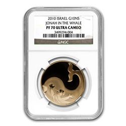 2010 Israel Jonah in the Whale 1/2 oz Gold Coin PF-70 U