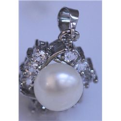 WHITE PEARL AND CZ PENDANT