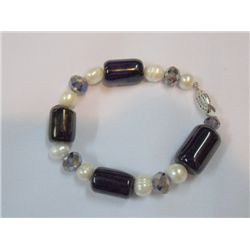 200CTW AMETHYST AND PEARL BRACELET****8-INCH***AUTHENTI