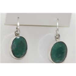 26.10 CTW EMERALD EARINGS .925 STERLIING SILVER