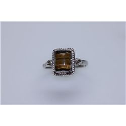 12.05 CTW TIGER EYE RING .925 STERLING SILVER