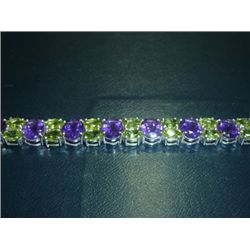 NATURAL 153.25 CTW AMETHYST AND PERIDOT BRACELET .925 S