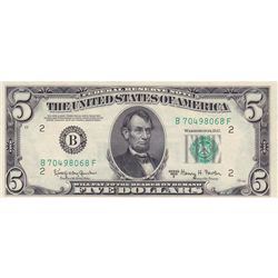 1950B,E $5 Federal Reserve Note, UNC