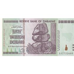 2008 Zimbabwe 50 trillion dollar inflation note