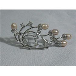 VINE PEACH PEARL CZ BROOCH AUTHENTIC PHILIPPINE PEARL M