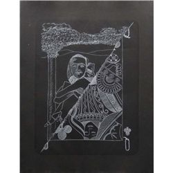 Original Etching Man Ray "Queen of Clubs"