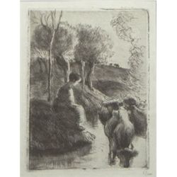Original Jacob Camille Pissarro Etching
