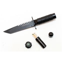 COLLECTORS EDITION 8.5" ALL BLACK SURVIVAL KNIFE W/SHEA