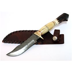 COLLECTORS SERIES BONE HANDLE 8" DAMASCUS SKINNER KNIFE