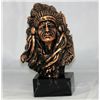 Image 1 : BRONZE NATIVE AMERICAN CHIEF HEAD STATUE