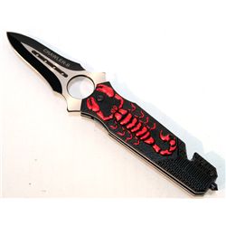 COLLECTORS EDITION 8" RED SCORPION DESIGNED FOLDING KNI