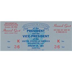 John F. Kennedy Presidential Inauguration Ticket