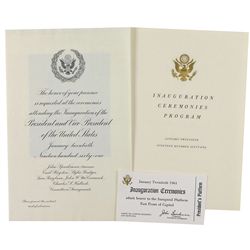 John F. Kennedy Presidential Inauguration Ticket and Invitation Issued to Eleanor Roosevelt
