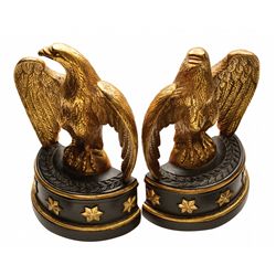 John F. Kennedy’s Senatorial and Presidential Office Pair of Gold and Black Eagle Bookends