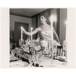 Jacqueline Kennedy Photograph Lighting the Candles for a Dinner Party