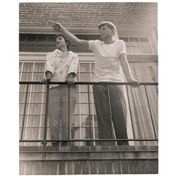 John and Jacqueline Kennedy Photograph Looking Down from Their Balcony
