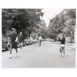 John F. Kennedy and Family Photograph Playing Football in the Street