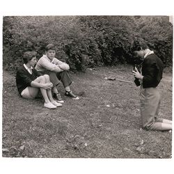 John, Jacqueline, and Ethel Kennedy Photograph Relaxing in the Backyard