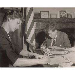 John and Jacqueline Kennedy Photograph Tending to Senatorial Correspondence