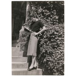 Jacqueline Kennedy Photograph Studying on Campus
