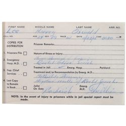 Dallas City Jail Prisoner Medical Log Book Mentioning Oswald’s Injuries