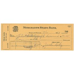 Jack Ruby 1962 Signed Check