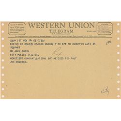 Jack Ruby Congratulations Telegram