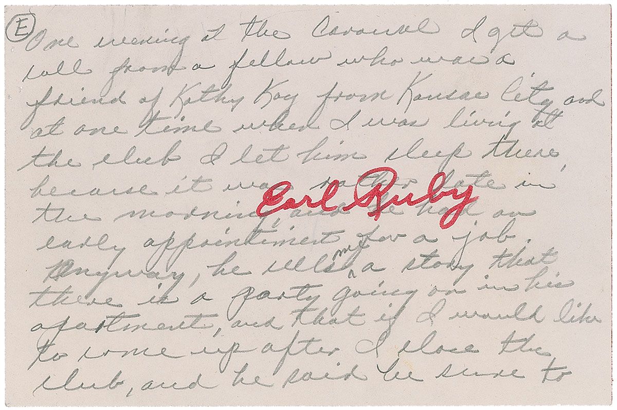 Jack Ruby Handwritten Letter Mentioning His Pistol