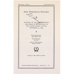 Ted Kennedy Signed Eulogy and Mourning Card