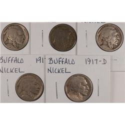 5-1917-D BUFFALO NICKELS AVG CIRC