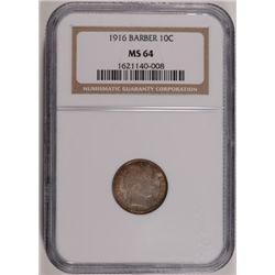 1916 BARBER DIME NGC MS64 SUPER COLOR