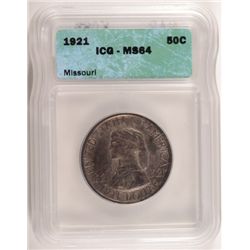 1921 MISSOURI COMMEMORATIVE HALF DOLLAR ICG MS-64
