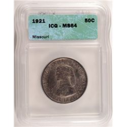 1921 MISSOURI COMMEMORATIVE HALF DOLLAR ICG MS-64