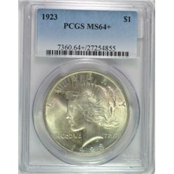 1923 PEACE SILVER DOLLAR, PCGS MS-64+  SUPER