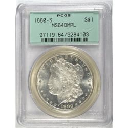 1880-S Morgan Dollar PCGS MS64 DMPL White Green Label