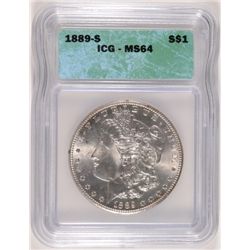 1889-S MORGAN DOLLAR ICG MS64 BLAST WHITE SUPER