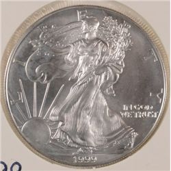 1999 GEM BU AMERICAN SILVER EAGLE ONE OUNCE .999 SILVER