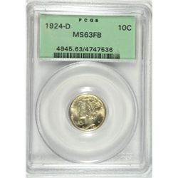 1924-D MERCURY DIME PCGS MS63 FB